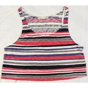 Vintage Y2k 90s Forever 21 Red Striped Cropped Beachy Top Tank Small Boho Fest